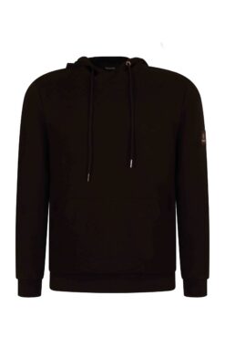 Logo Patch Cotton Strech Hoodie Black