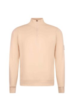 Zip-up Cotton Sweater Beige