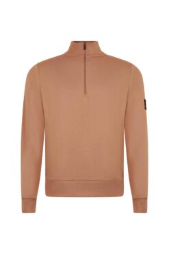 Zip-up Sweater Cotton Taupe