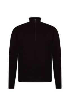Zip-up Cotton Sweater - Black